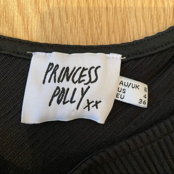 Princess Polly Sleeveless Asymmetrical Lace Up Front Crop Top In Black Size US4 - Picture 3 of 5